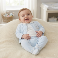 N14634: Baby Boys 3 Piece Embossed Velour Outfit (0-9 Months)